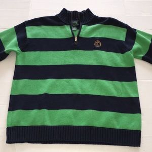 Lauren Ralph Lauren L  Rugby Sweater Green & Blue,Gold Crest Crown Embroidered